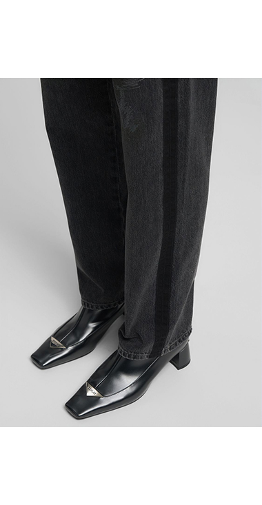 9ZERO1ランダムステッチリサイクルコットンブラックデニム